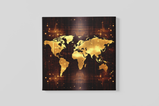 Wereldkaart goud Canvas