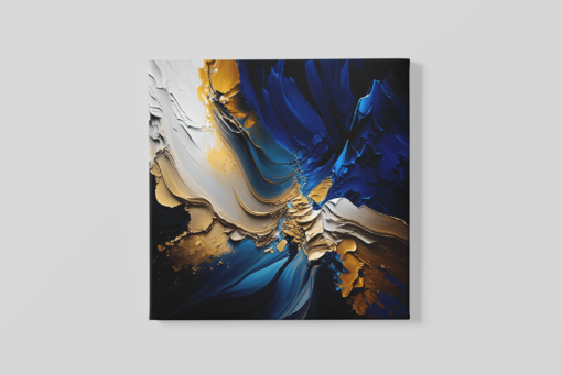 OEFE 1178 abstract blauw goud canvas schilderij