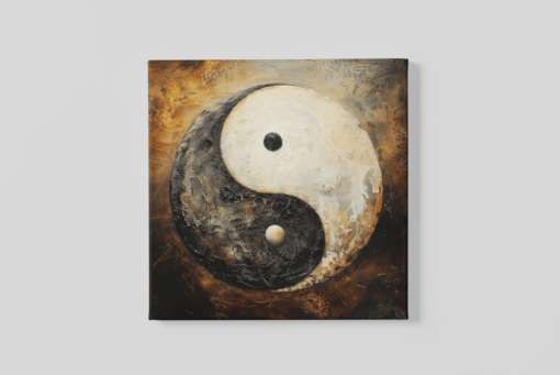 OEFE 1195 yin en yang vierkant canvas schilderij min