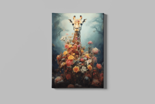 ALIVA 1297 giraffe met bloemen canvas schilderij rechthoek a