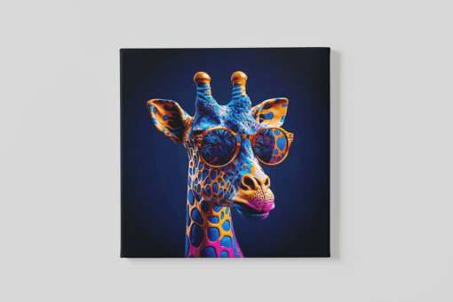 OEFE 1232 coole giraffe vierkant canvas schilderij b