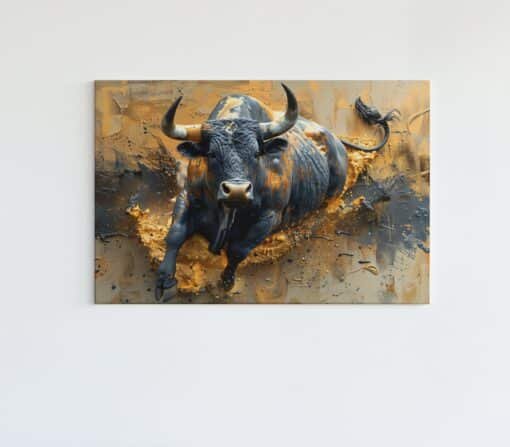 ALIVA 1431 stier zwart goud canvas schilderij