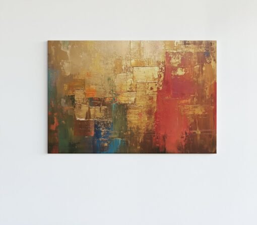 ALIVA 1444 abstract goud en rood canvas schilderij