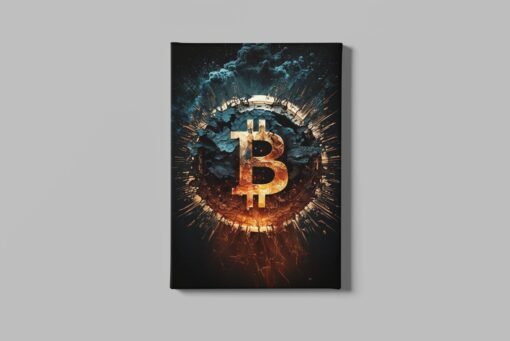 ALIVA 1451 bitcoin zwart goud canvas schilderij