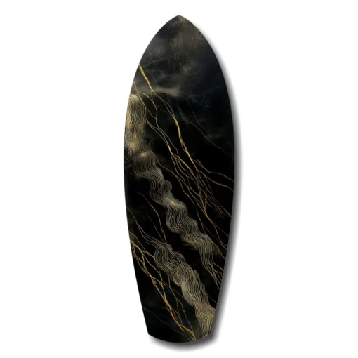 srf 1015 b goud en zwart surfboard glasschilderij